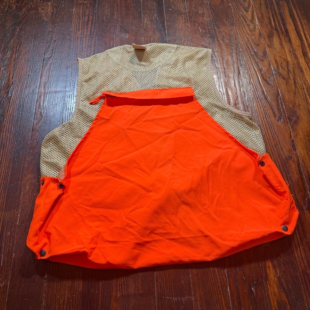 Bushmaster Hunting Vest Mens Large Blaze Orange Tan Upland Mesh Game Padded Zip - Picture 5 of 10